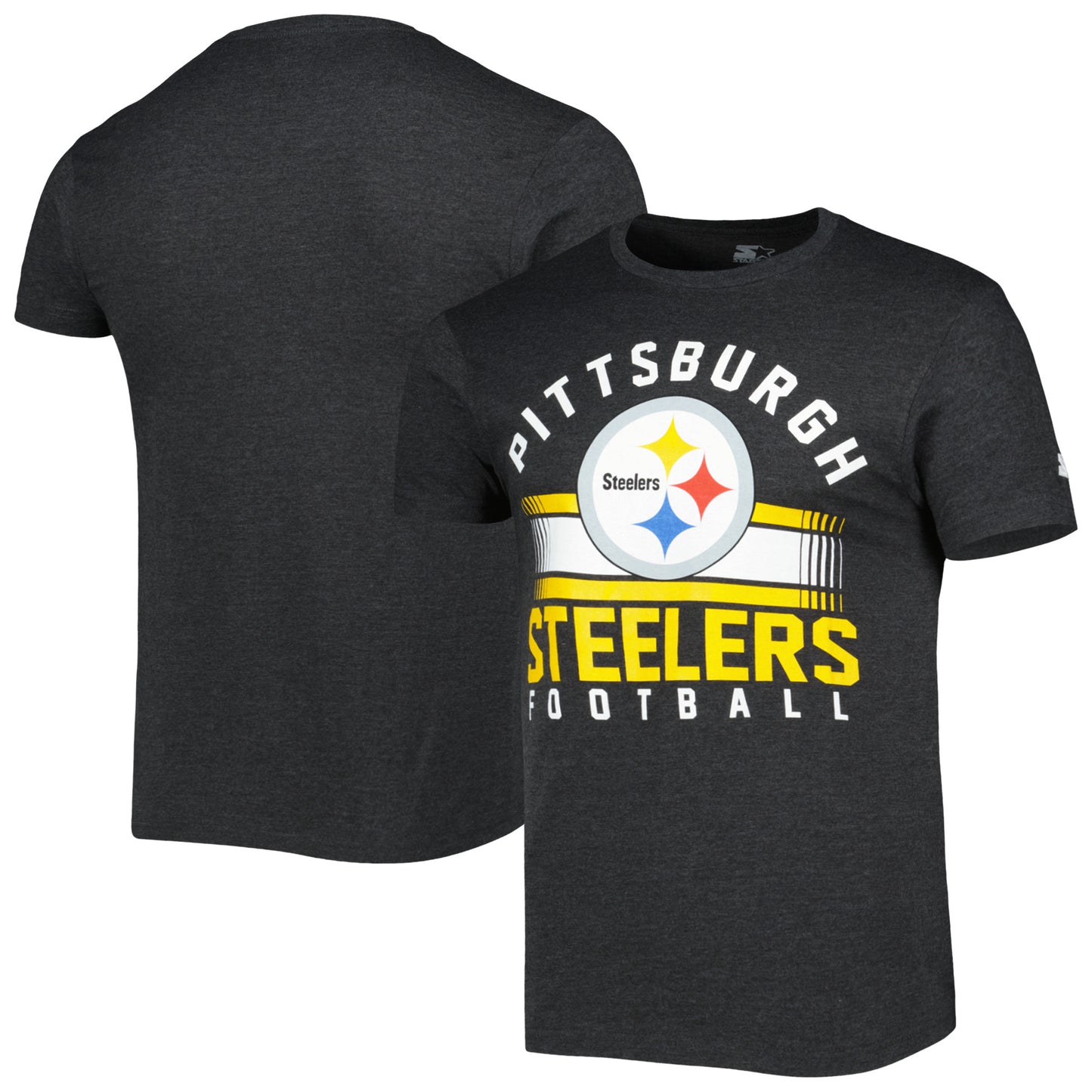 Men's Starter Heathered Black Pittsburgh Steelers Prime Time T-Shirt