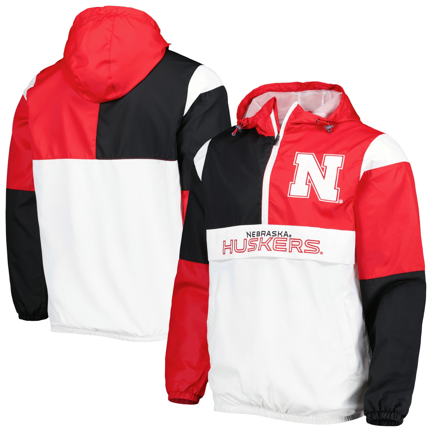 Men's G-III Sports by Carl Banks White/Scarlet Nebraska Huskers Fair Catch Half-Zip Anorak Jacket