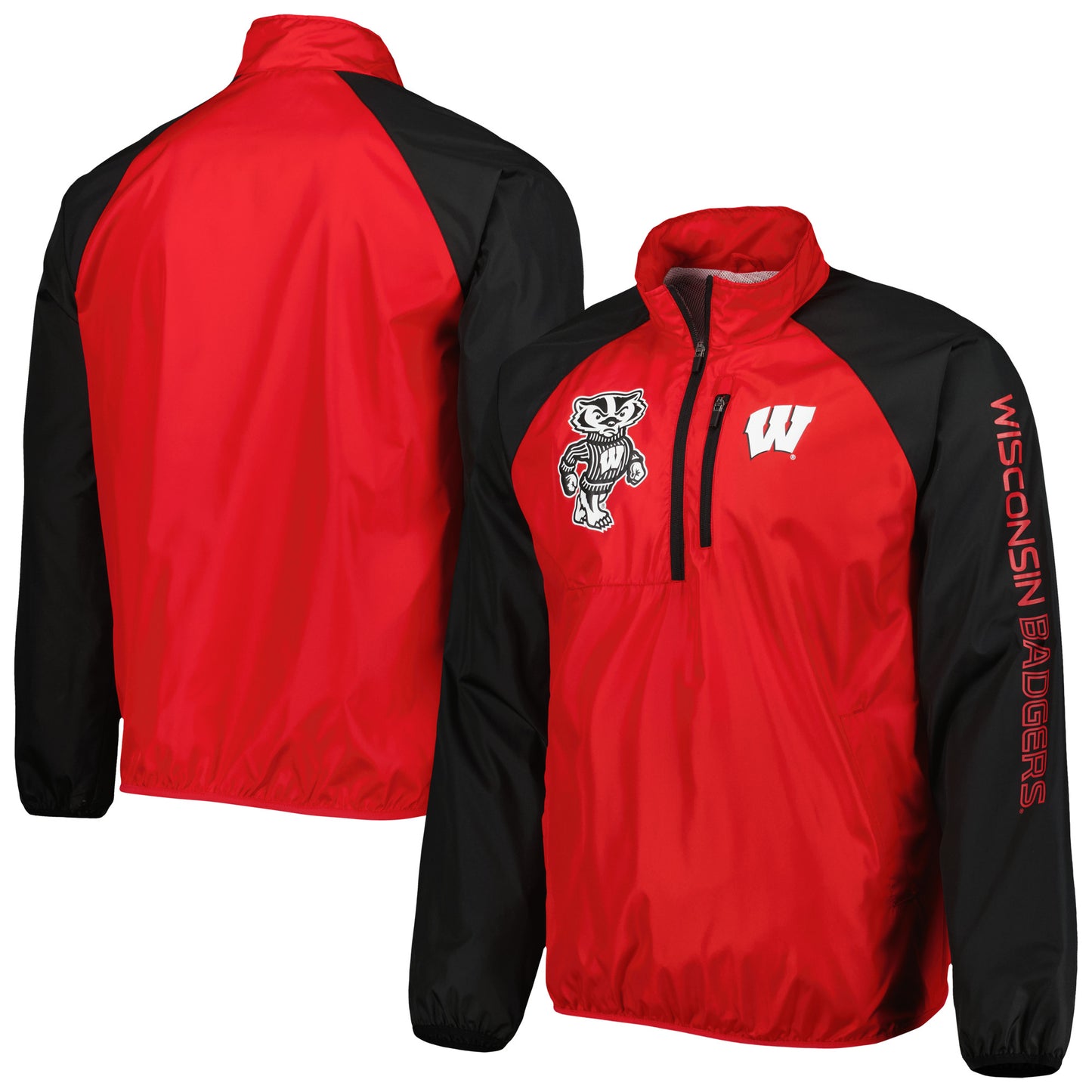 Men's G-III Sports by Carl Banks Red/Black Wisconsin Badgers Point Guard Raglan Half-Zip Jacket