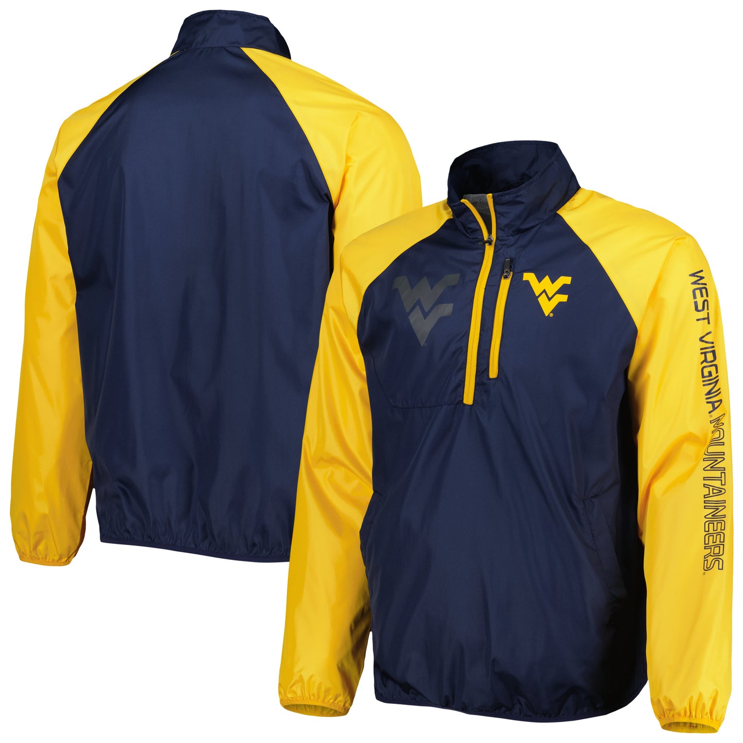 Men's G-III Sports by Carl Banks Navy/Gold West Virginia Mountaineers Point Guard Raglan Half-Zip Jacket