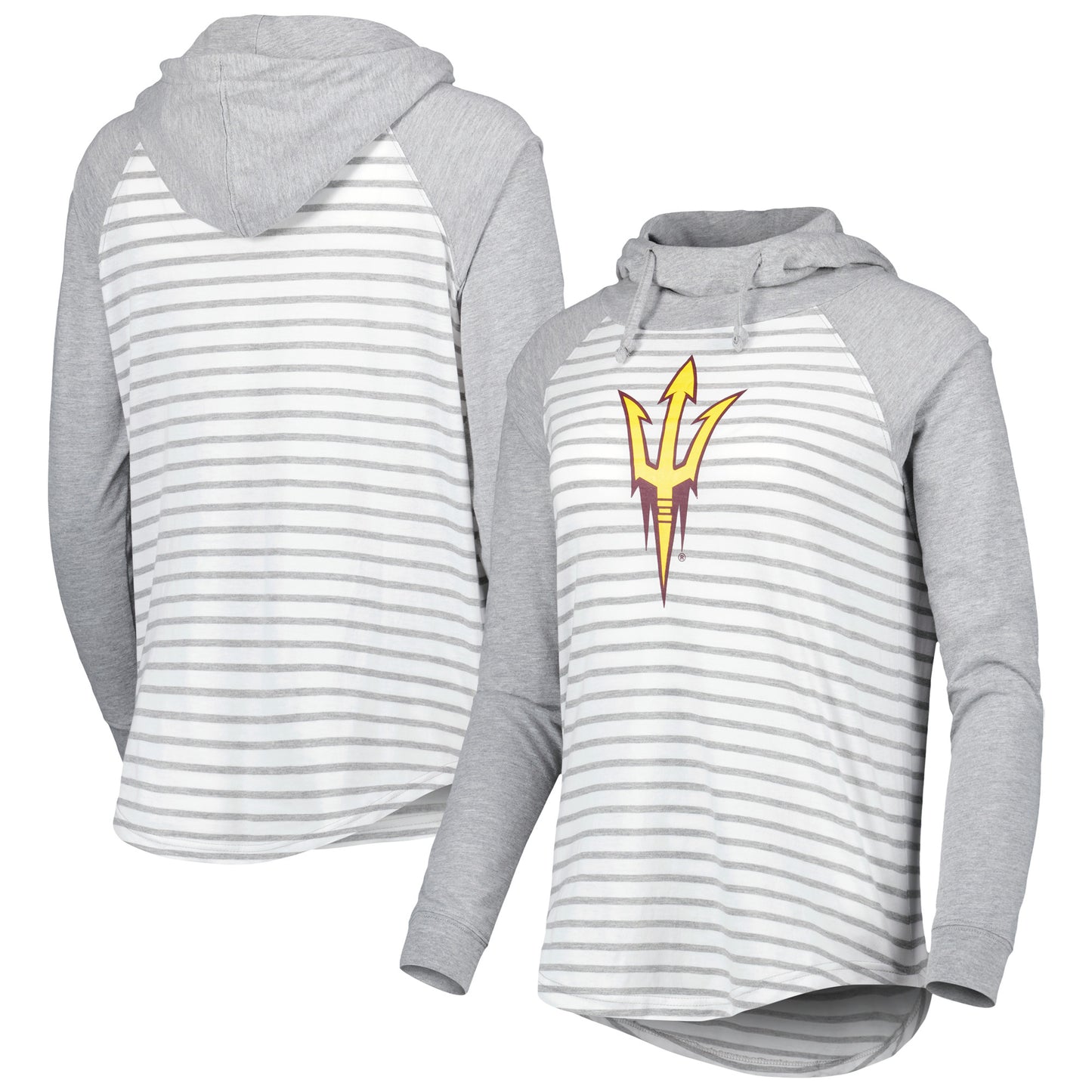 Women's Colosseum Heathered Gray/White Arizona State Sun Devils Gloria Raglan Long Sleeve Hoodie T-Shirt