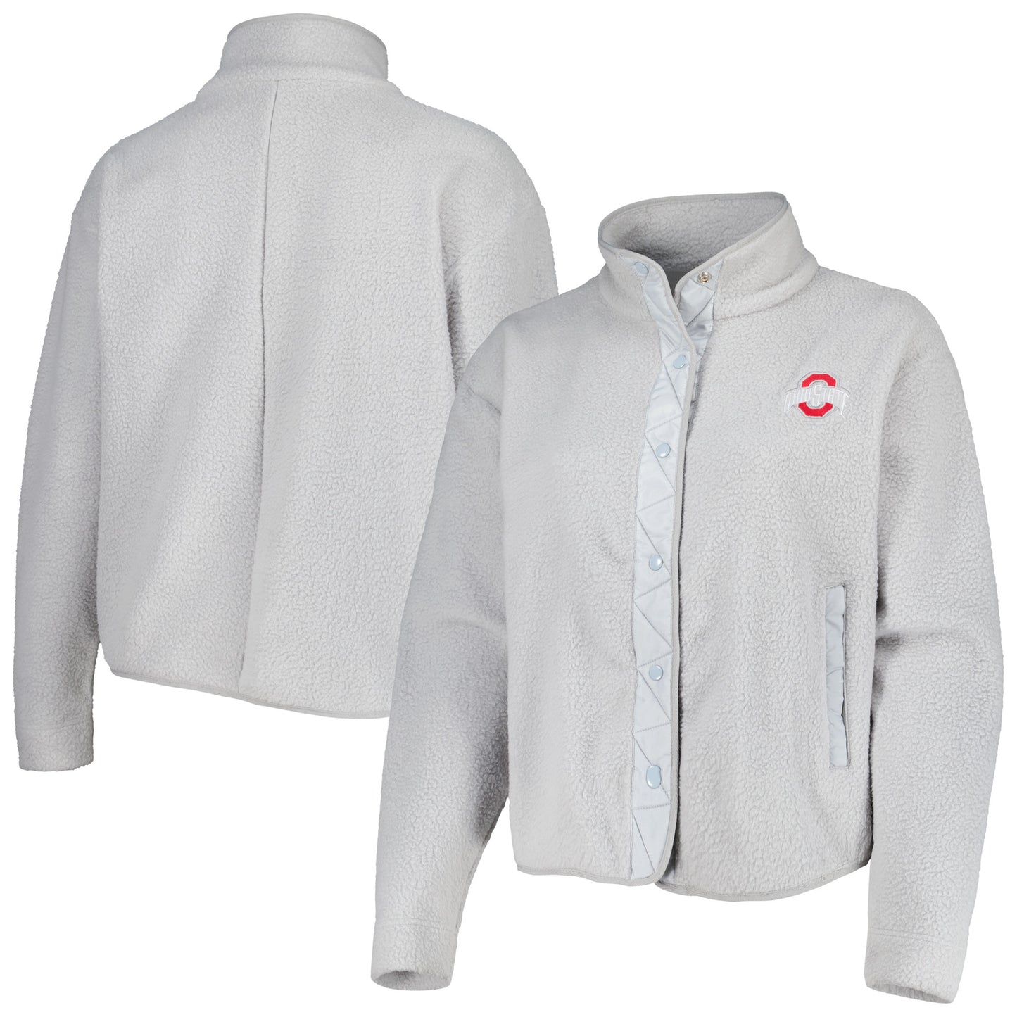 Women's Gray Ohio State Buckeyes Wheelhouse Sherpa Full-Snap Jacket