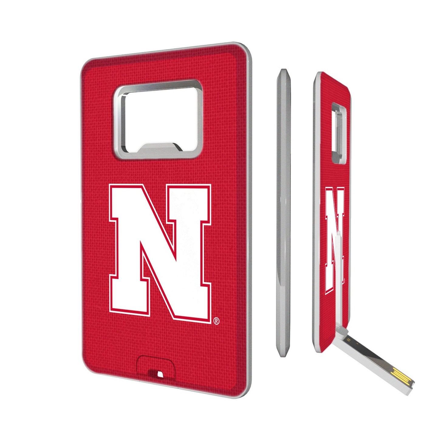 Nebraska Huskers Solid Design Credit Card USB Drive & Bottle Opener