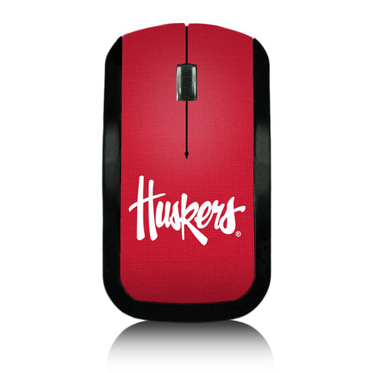 Nebraska Huskers Wordmark Logo Solid Design Wireless Mouse