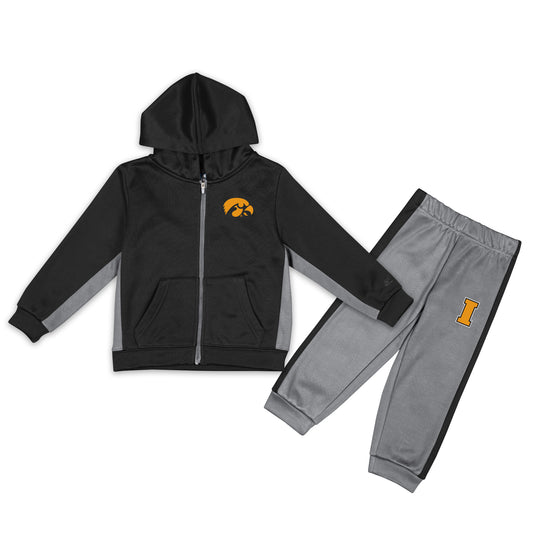 Toddler Colosseum Black/Gray Iowa Hawkeyes Shark Full-Zip Hoodie Jacket & Pants Set