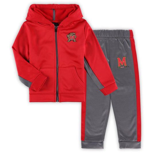 Toddler Colosseum Red/Gray Maryland Terrapins Shark Full-Zip Hoodie Jacket & Pants Set