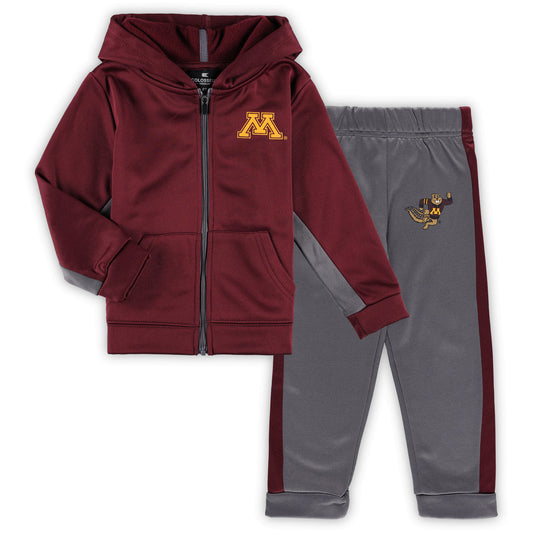 Toddler Colosseum Maroon/Gray Minnesota Golden Gophers Shark Full-Zip Hoodie Jacket & Pants Set