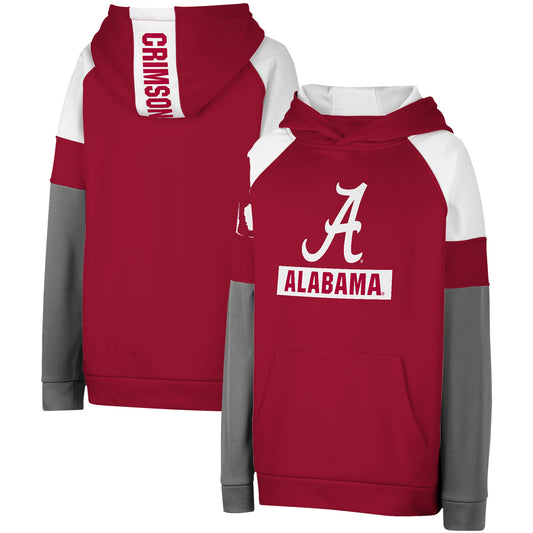 Youth Colosseum Crimson Alabama Crimson Tide Colorblocked Raglan Pullover Hoodie