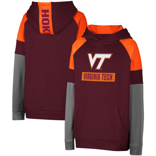 Youth Colosseum Maroon Virginia Tech Hokies Colorblocked Raglan Pullover Hoodie