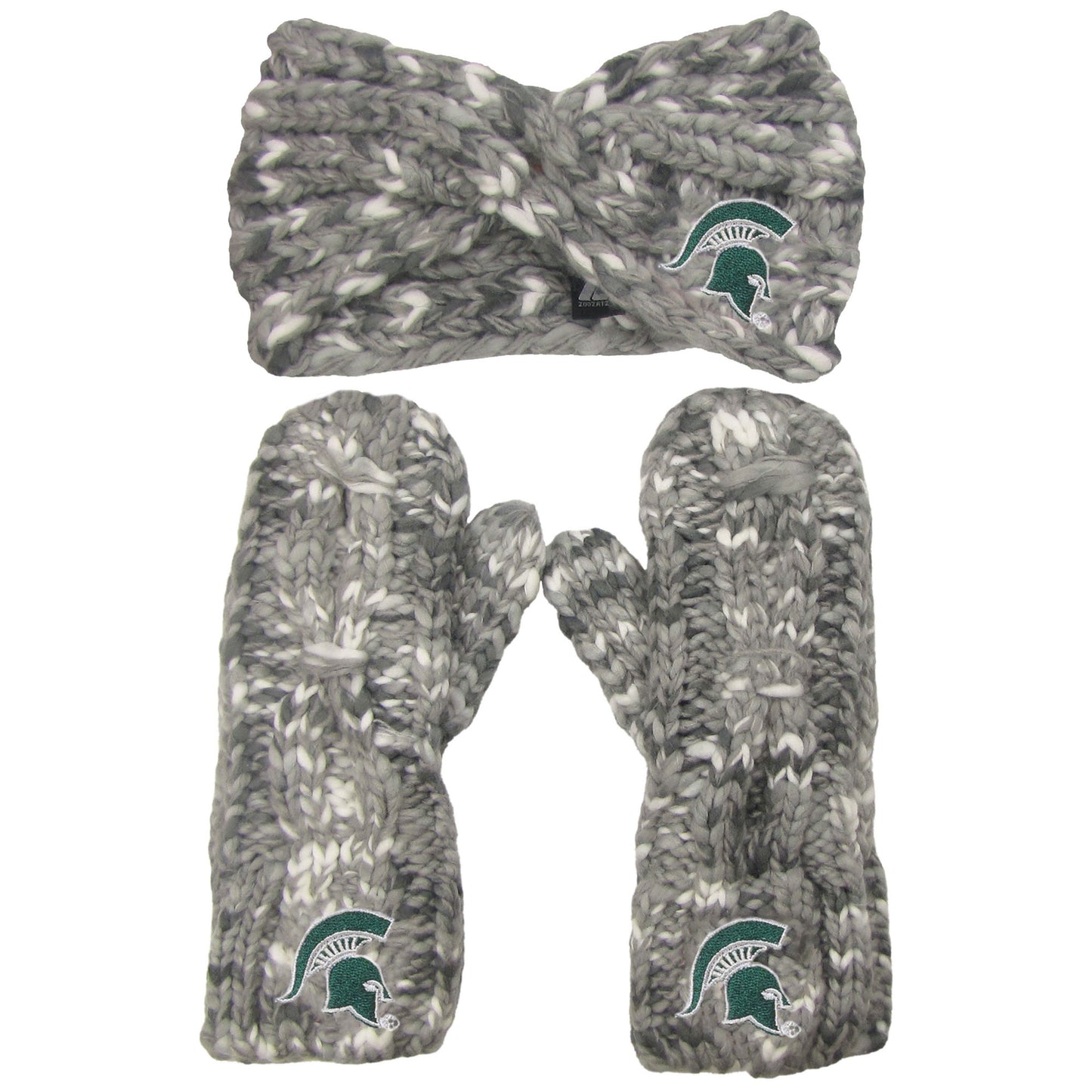 Women's ZooZatz Michigan State Spartans Logo Marled Headband and Mitten Set