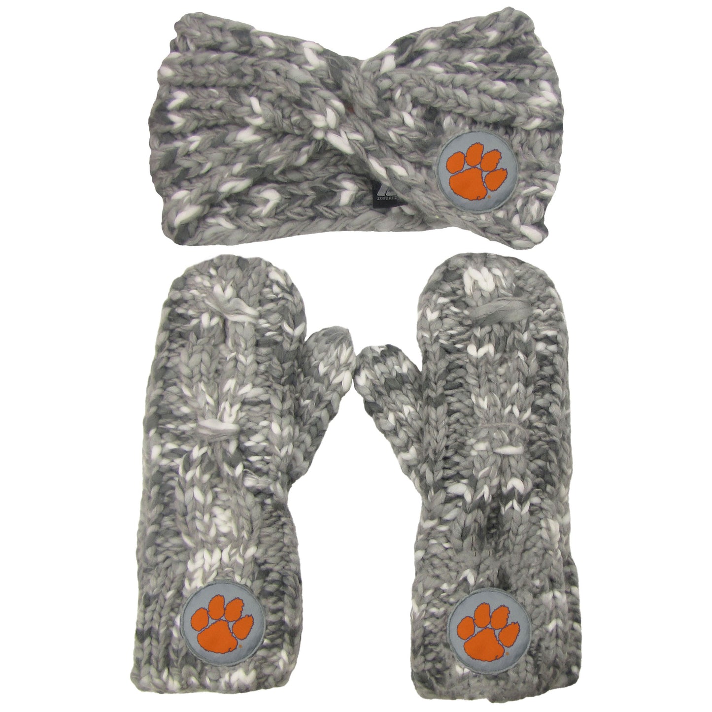 Women's ZooZatz Clemson Tigers Logo Marled Headband and Mitten Set