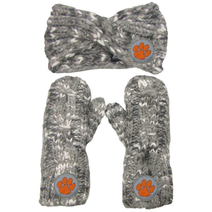Women's ZooZatz Clemson Tigers Logo Marled Headband and Mitten Set