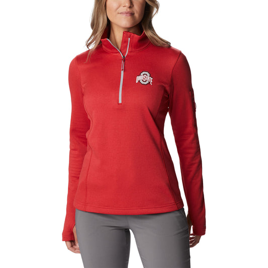 Women's Columbia Scarlet Ohio State Buckeyes Park View Omni-Wick Half-Zip Top