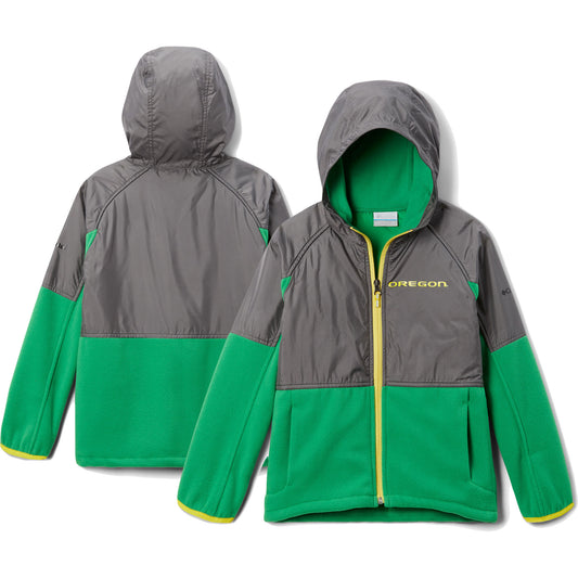 Youth Columbia Gray Oregon Ducks Flanker Raglan Full-Zip Hoodie