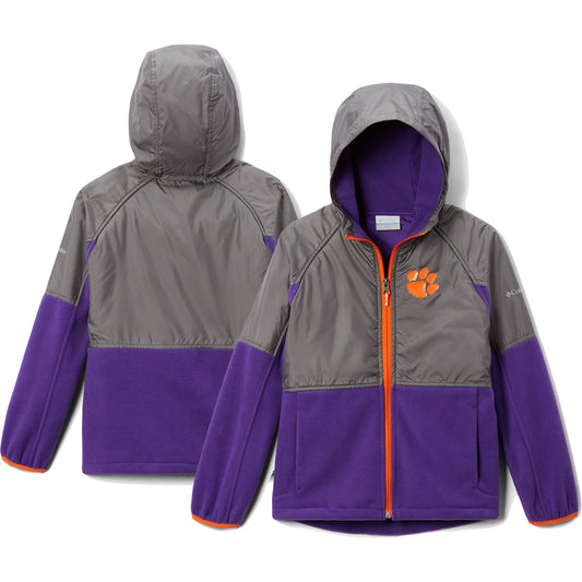 Youth Columbia Gray Clemson Tigers Flanker Raglan Full-Zip Hoodie