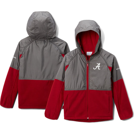 Youth Columbia Gray Alabama Crimson Tide Flanker Raglan Full-Zip Hoodie