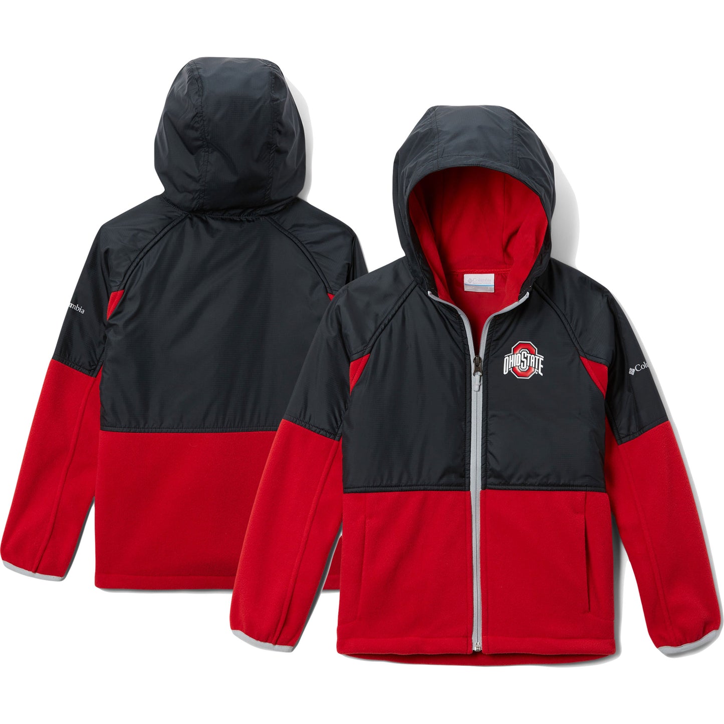 Youth Columbia Black Ohio State Buckeyes Flanker Raglan Full-Zip Hoodie