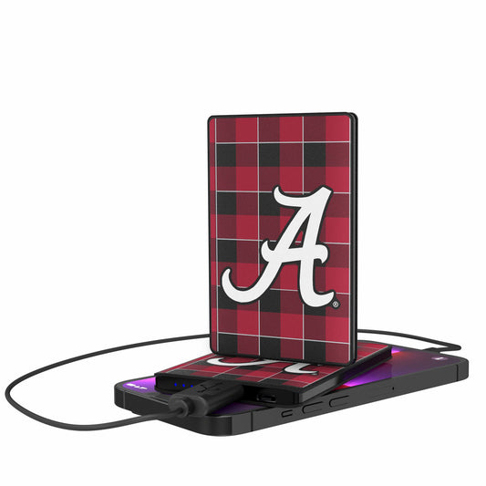 Alabama Crimson Tide Primary Logo 2500mAh Plaid Design Credit Card Powerbank