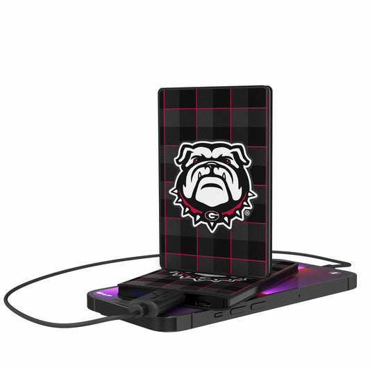 Georgia Bulldogs Secondary Logo 2500mAh Plaid Design Credit Card Powerbank