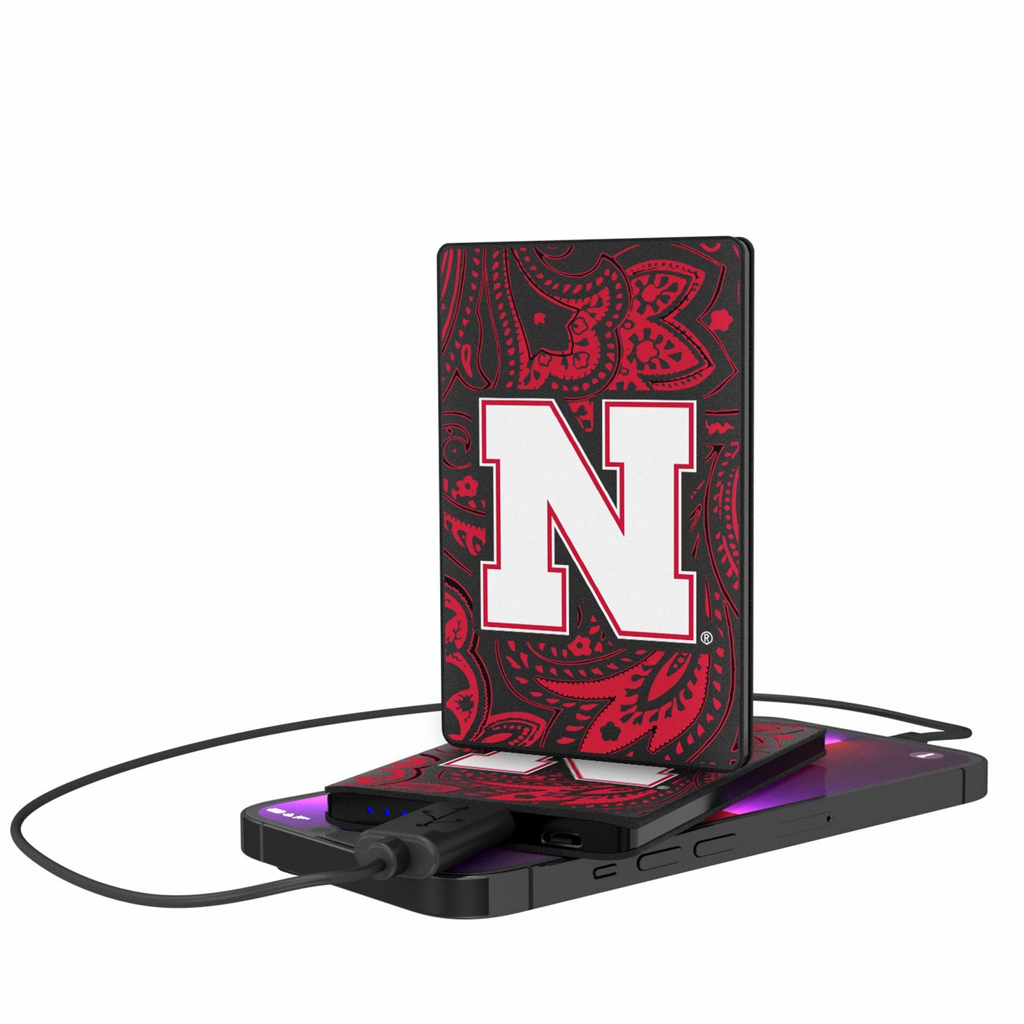 Nebraska Huskers Primary Logo 2500mAh Paisley Design Credit Card Powerbank