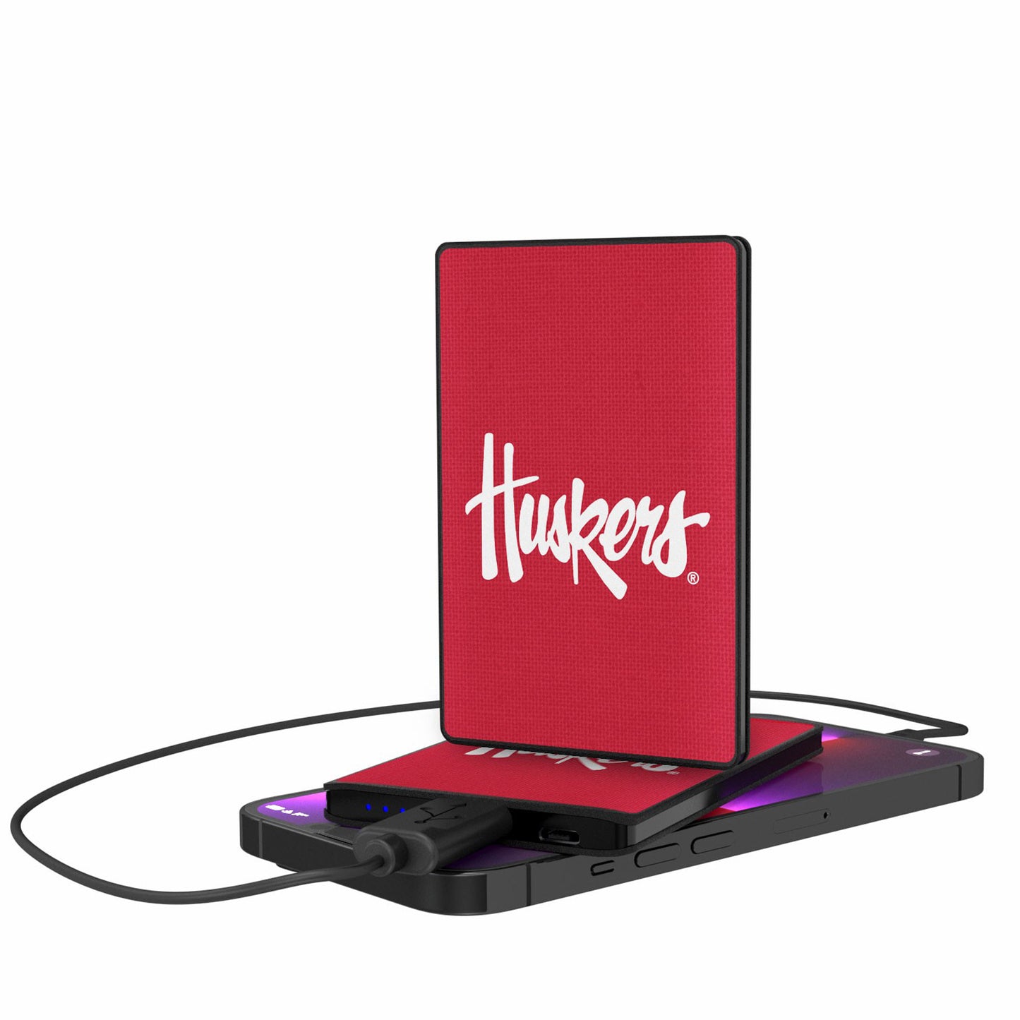 Nebraska Huskers Secondary Logo 2500mAh Solid Design Credit Card Powerbank