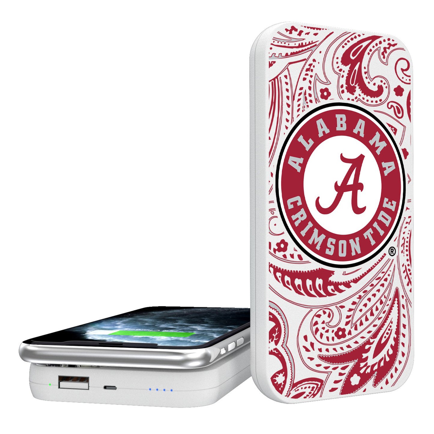 Alabama Crimson Tide Alternate Logo 5000mAh Paisley Design Wireless Powerbank