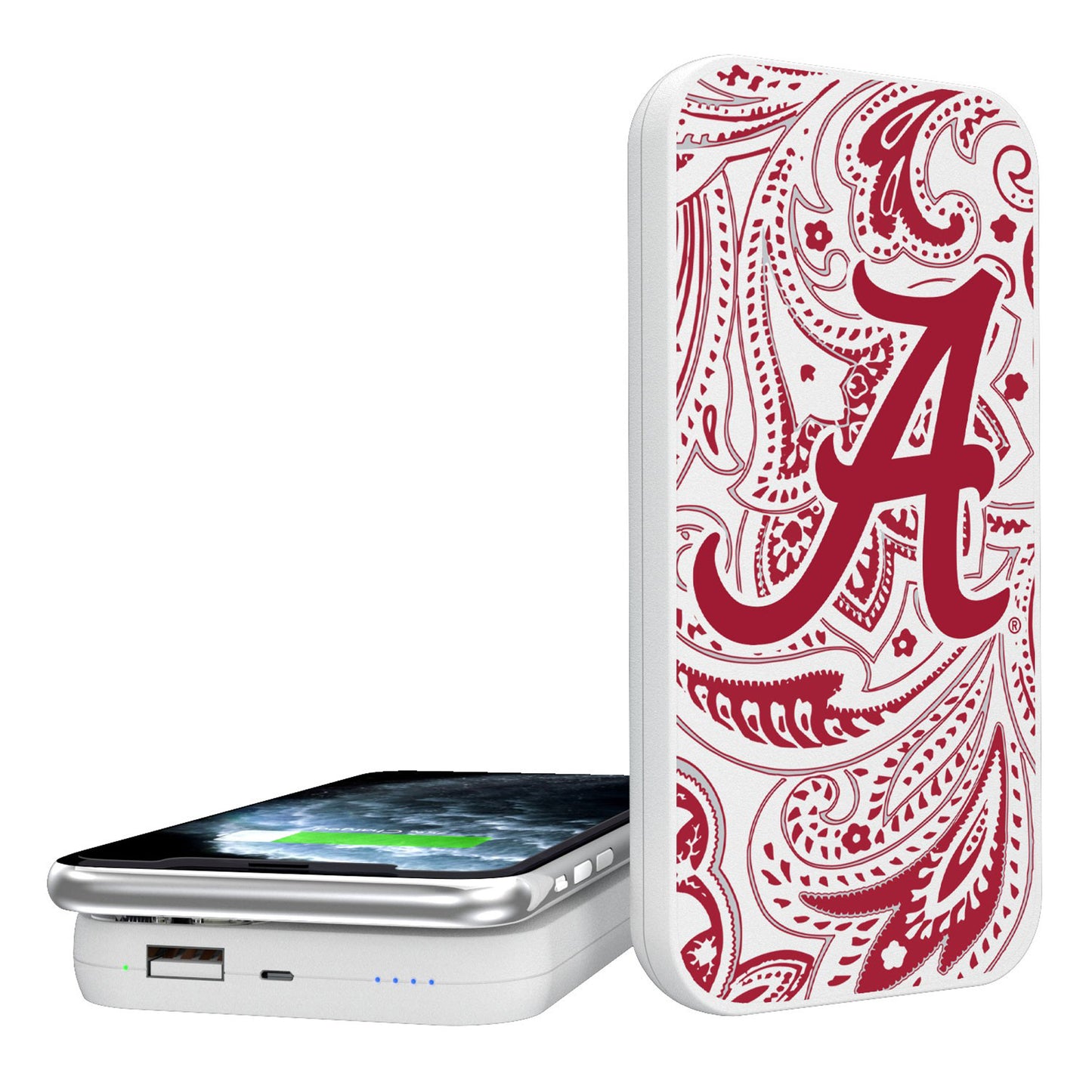 Alabama Crimson Tide Primary Logo 5000mAh Paisley Design Wireless Powerbank