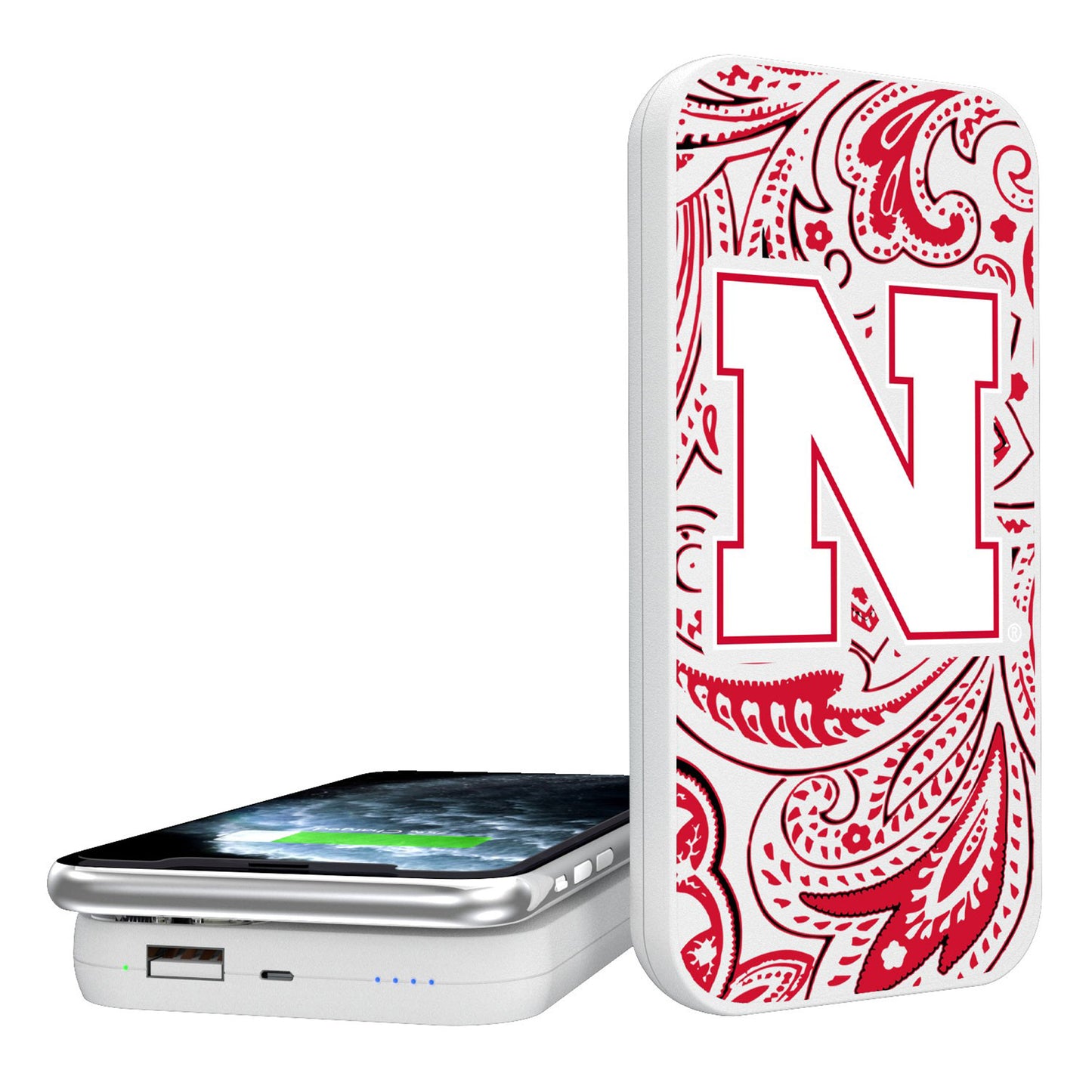 Nebraska Huskers Primary Logo 5000mAh Paisley Design Wireless Powerbank