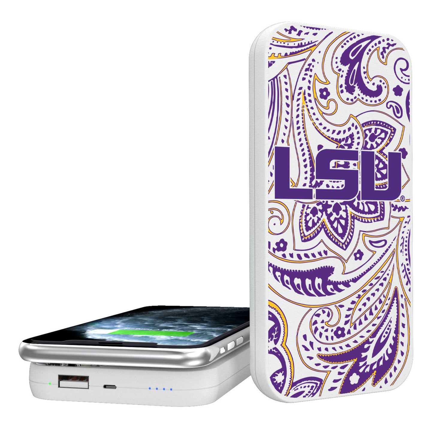 LSU Tigers 5000mAh Paisley Design Wireless Powerbank