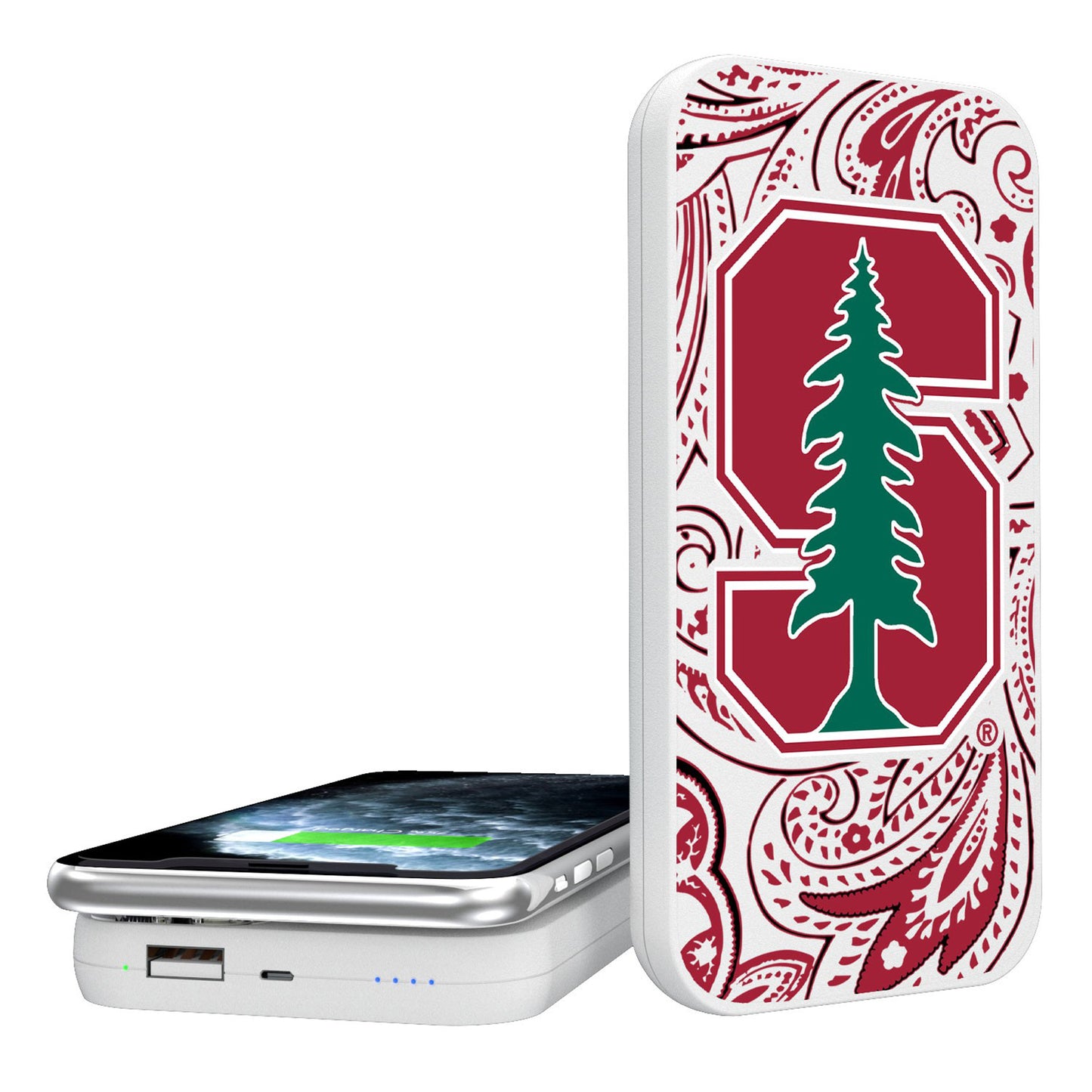 Stanford Cardinal 5000mAh Paisley Design Wireless Powerbank