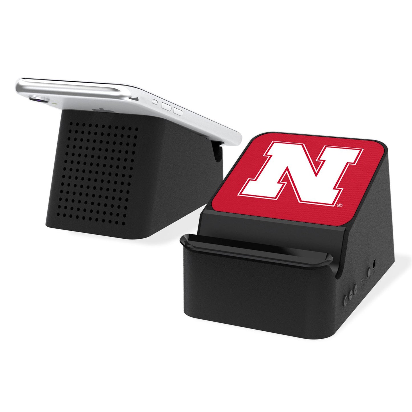 Nebraska Huskers Primary Logo 5-Watt Solid Design Wireless Charging Station and Bluetooth Speaker