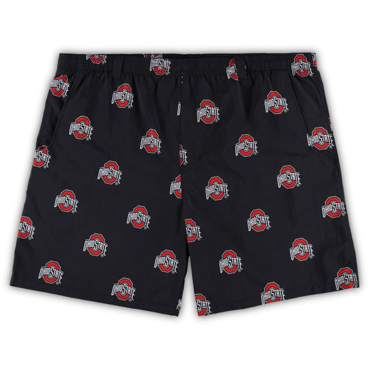 Men's Columbia Black Ohio State Buckeyes Big & Tall Backcast II Allover Print Omni-Shade Shorts