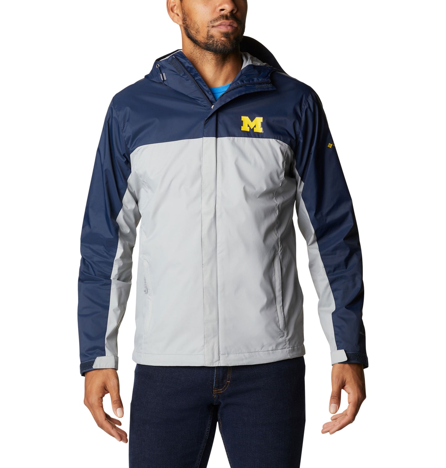 Men's Columbia Navy Michigan Wolverines Glennaker Storm Full-Zip Jacket