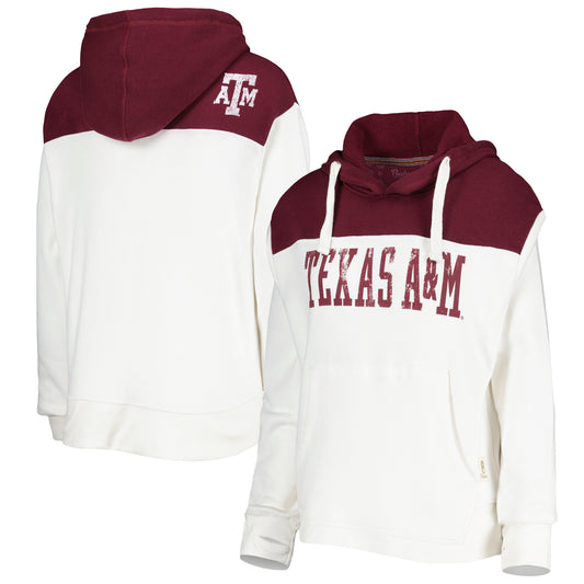 Women's Pressbox White/Maroon Texas A&M Aggies Chicago 2-Hit Yoke Pullover Hoodie