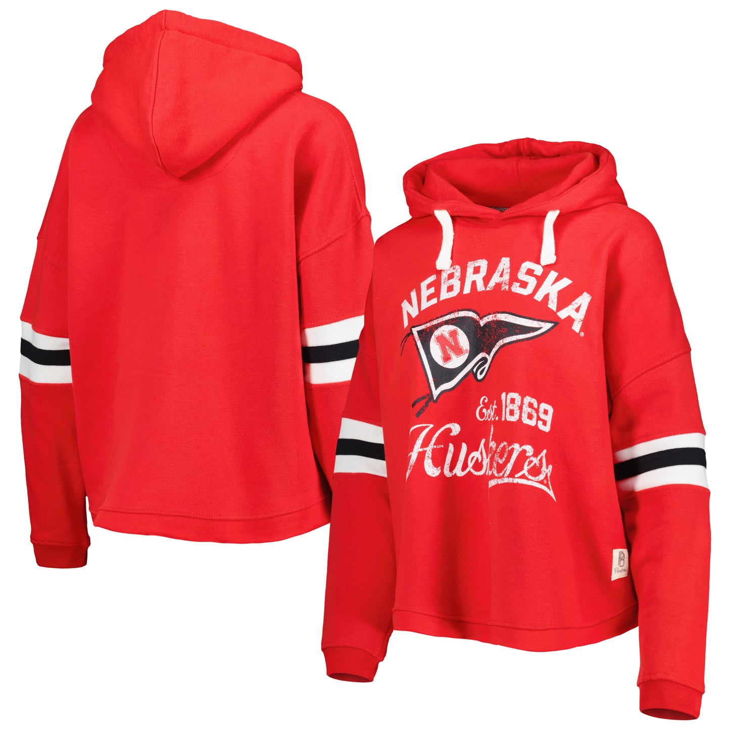 Women's Pressbox Scarlet Nebraska Huskers Super Pennant Pullover Hoodie