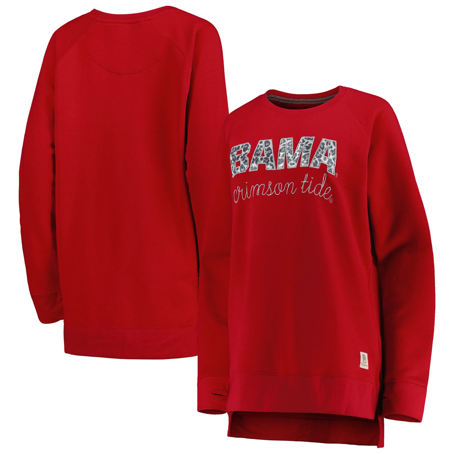 Women's Pressbox Crimson Alabama Crimson Tide Steamboat Animal Print Raglan Pullover Sweatshirt