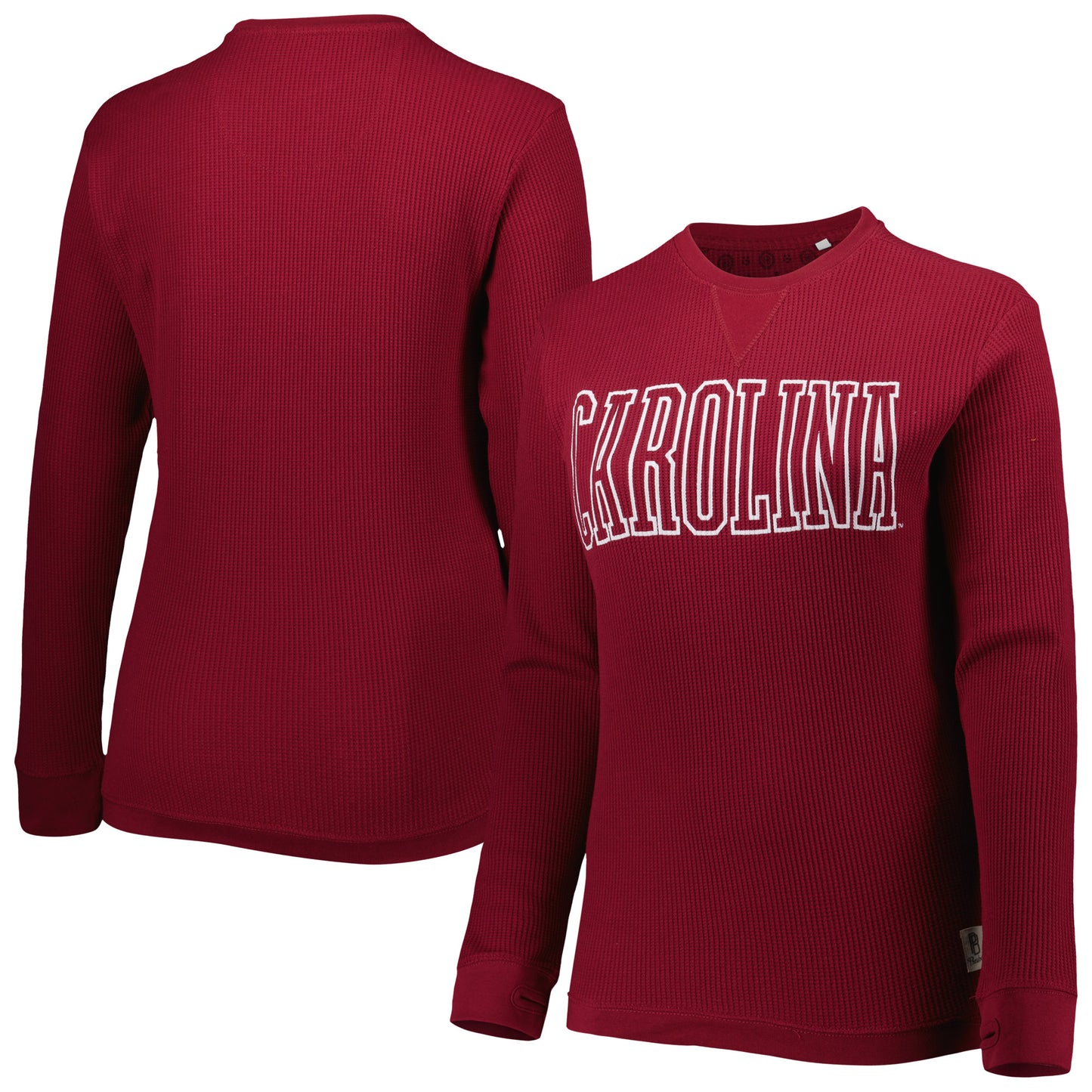 Women's Pressbox Garnet South Carolina Gamecocks Surf Plus Size Southlawn Waffle-Knit Thermal Tri-Blend Long Sleeve T-Shirt