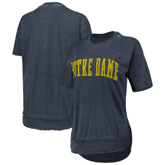 Women's Pressbox Heather Navy Notre Dame Fighting Irish Arch Poncho T-Shirt