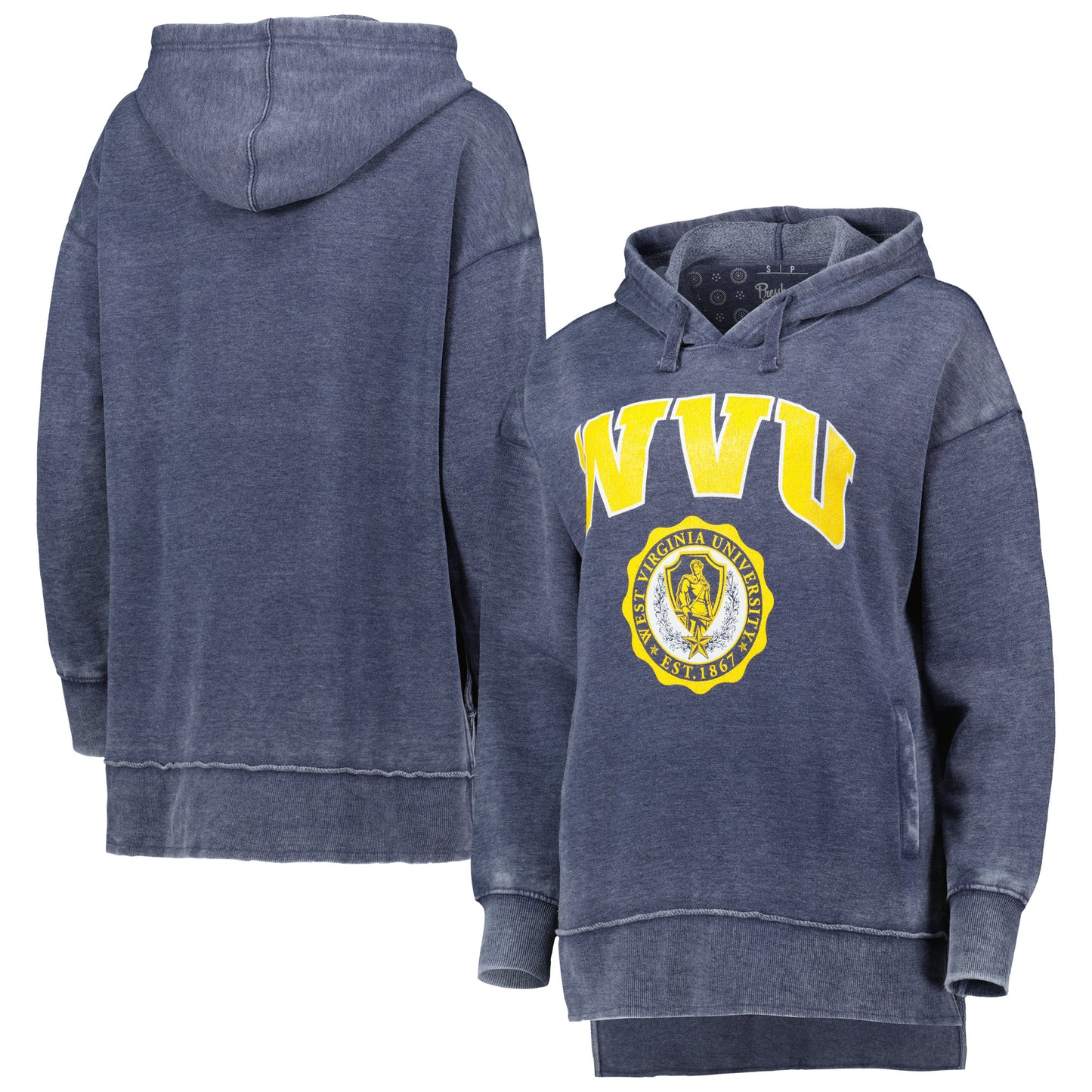 Women's Pressbox Navy West Virginia Mountaineers Vintage Winnie Pullover Hoodie