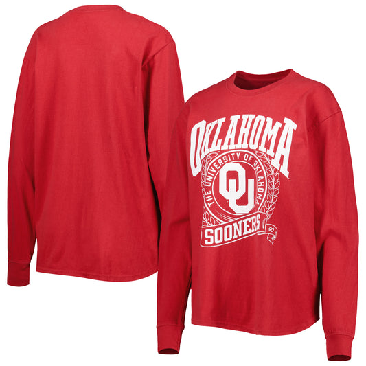 Women's Pressbox Crimson Oklahoma Sooners Big Country Laurels Long Sleeve T-Shirt