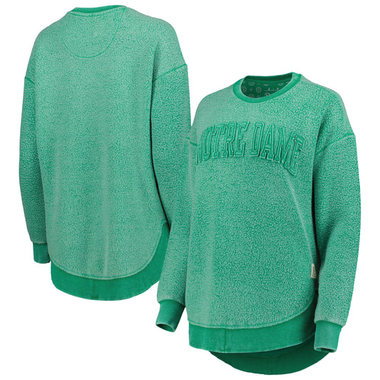 Women's Pressbox Green Notre Dame Fighting Irish Ponchoville Pullover Sweatshirt