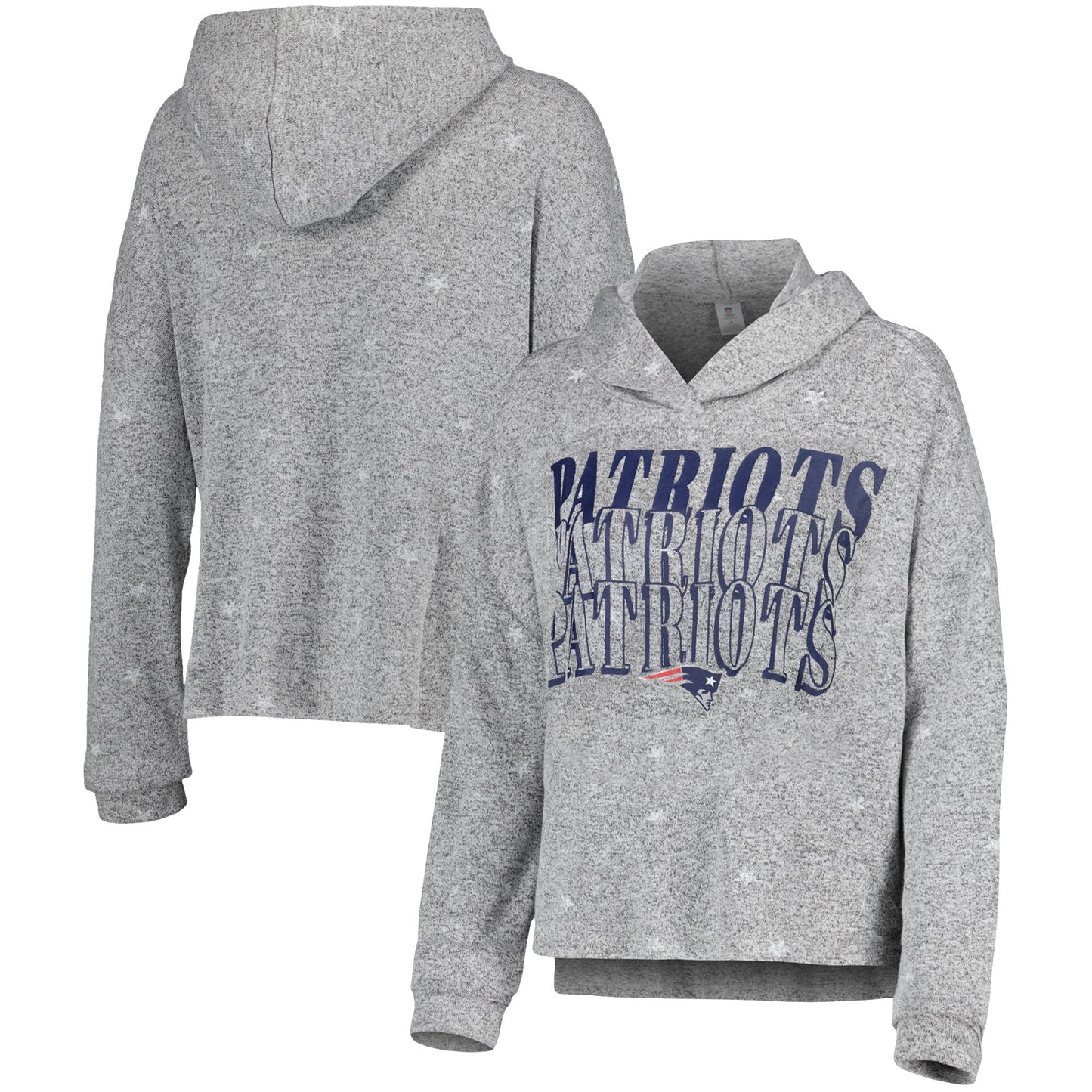 Women's Gray New England Patriots Standout Knit Tri-Blend Pullover Hoodie