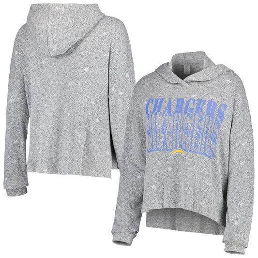 Women's Gray Los Angeles Chargers Standout Knit Tri-Blend Pullover Hoodie