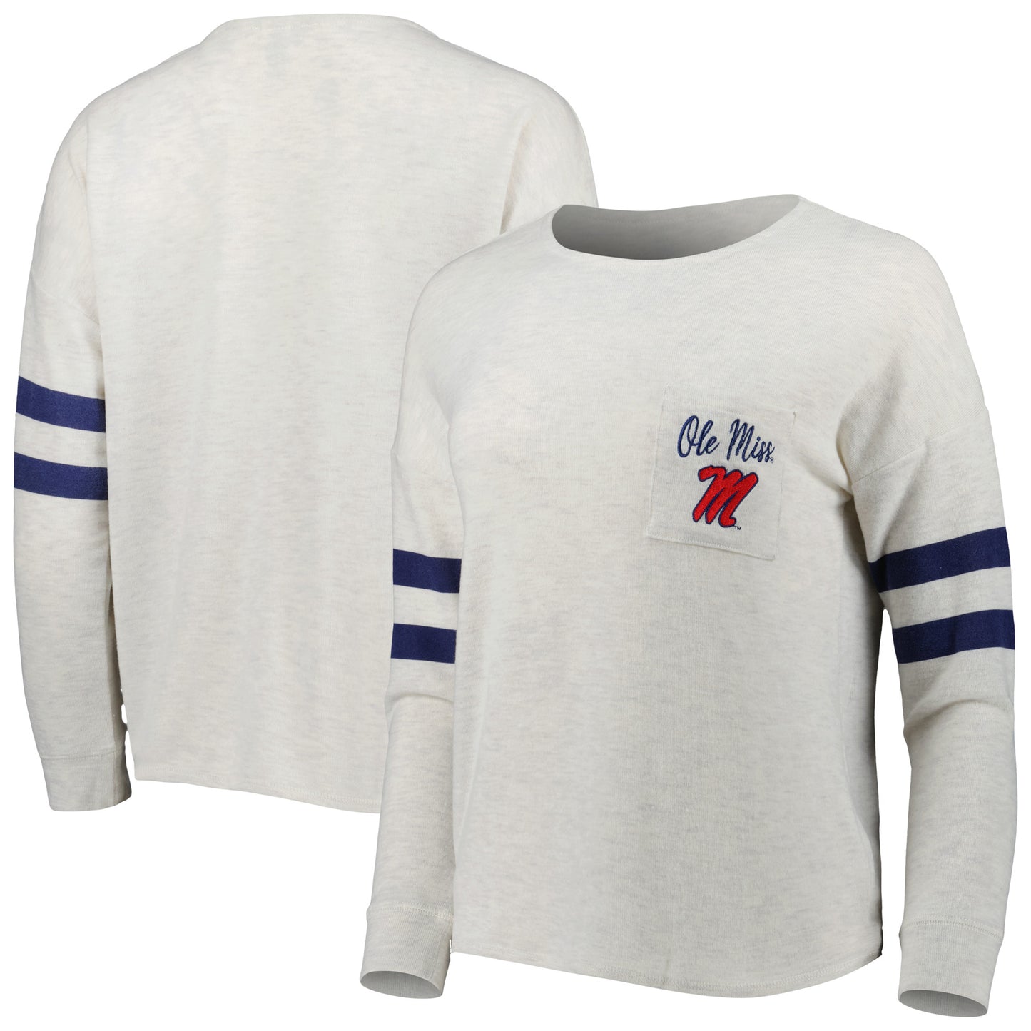 Women's Cream/Navy Ole Miss Rebels Ethereal Pullover Sweatshirt