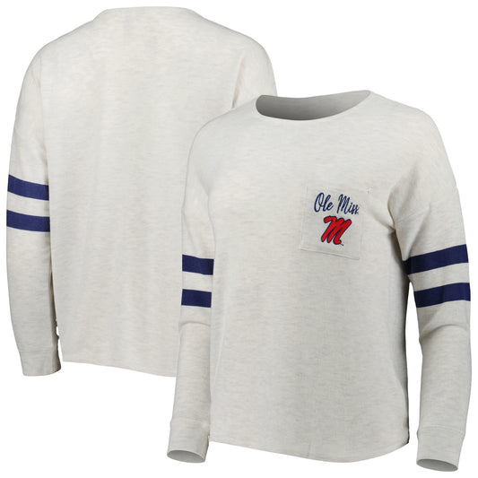 Women's Cream/Navy Ole Miss Rebels Ethereal Pullover Sweatshirt