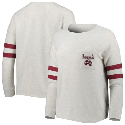 Women's Cream/Maroon Mississippi State Bulldogs Ethereal Pullover Sweatshirt