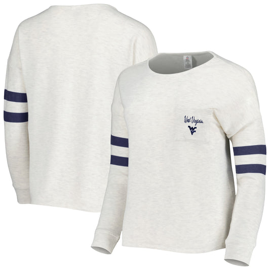 Women's Cream/Navy West Virginia Mountaineers Ethereal Pullover Sweatshirt