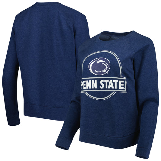 Women's Heather Navy Penn State Nittany Lions Prize Raglan Sweatshirt