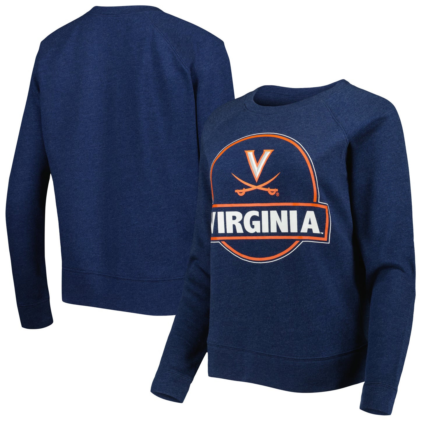 Women's Heather Navy Virginia Cavaliers Prize Raglan Sweatshirt