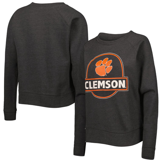 Women's Charcoal Clemson Tigers Prize Raglan Sweatshirt